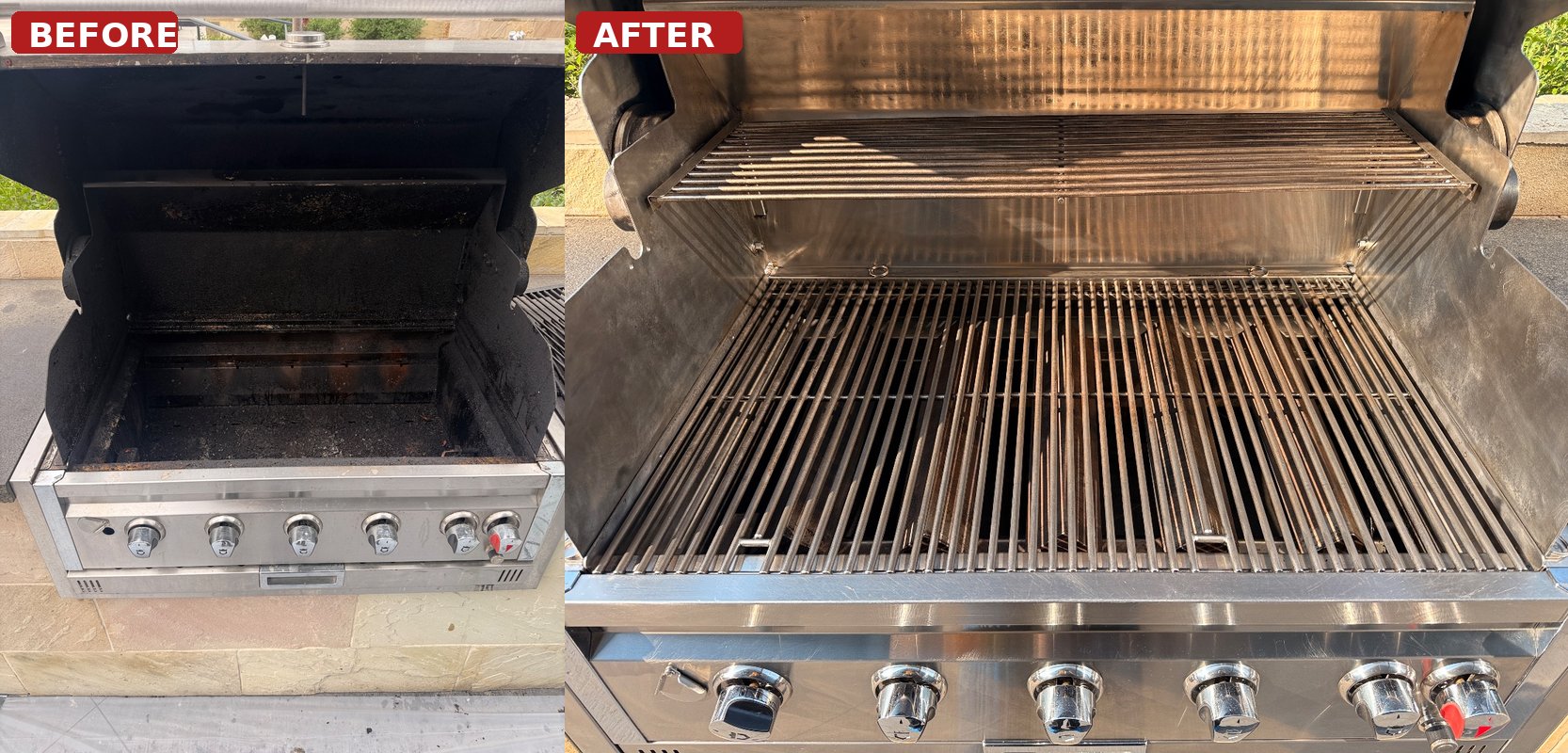 Before and after: built-in outdoor grill deep clean