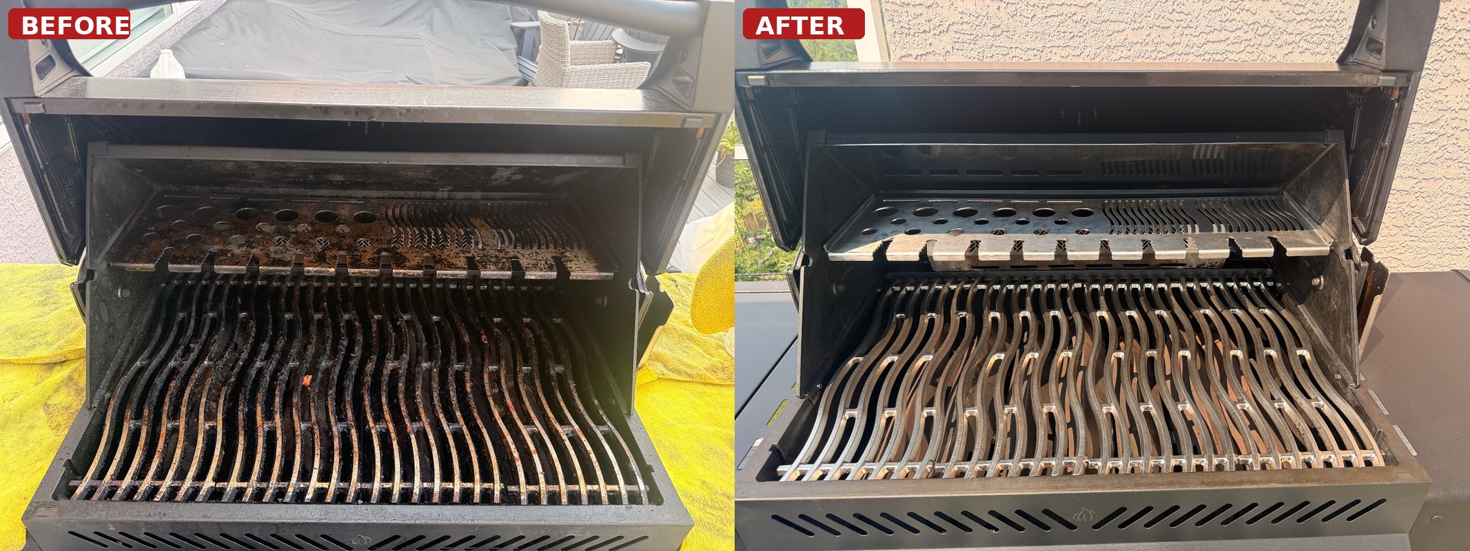 Before and after: Napoleon gas grill deep clean
